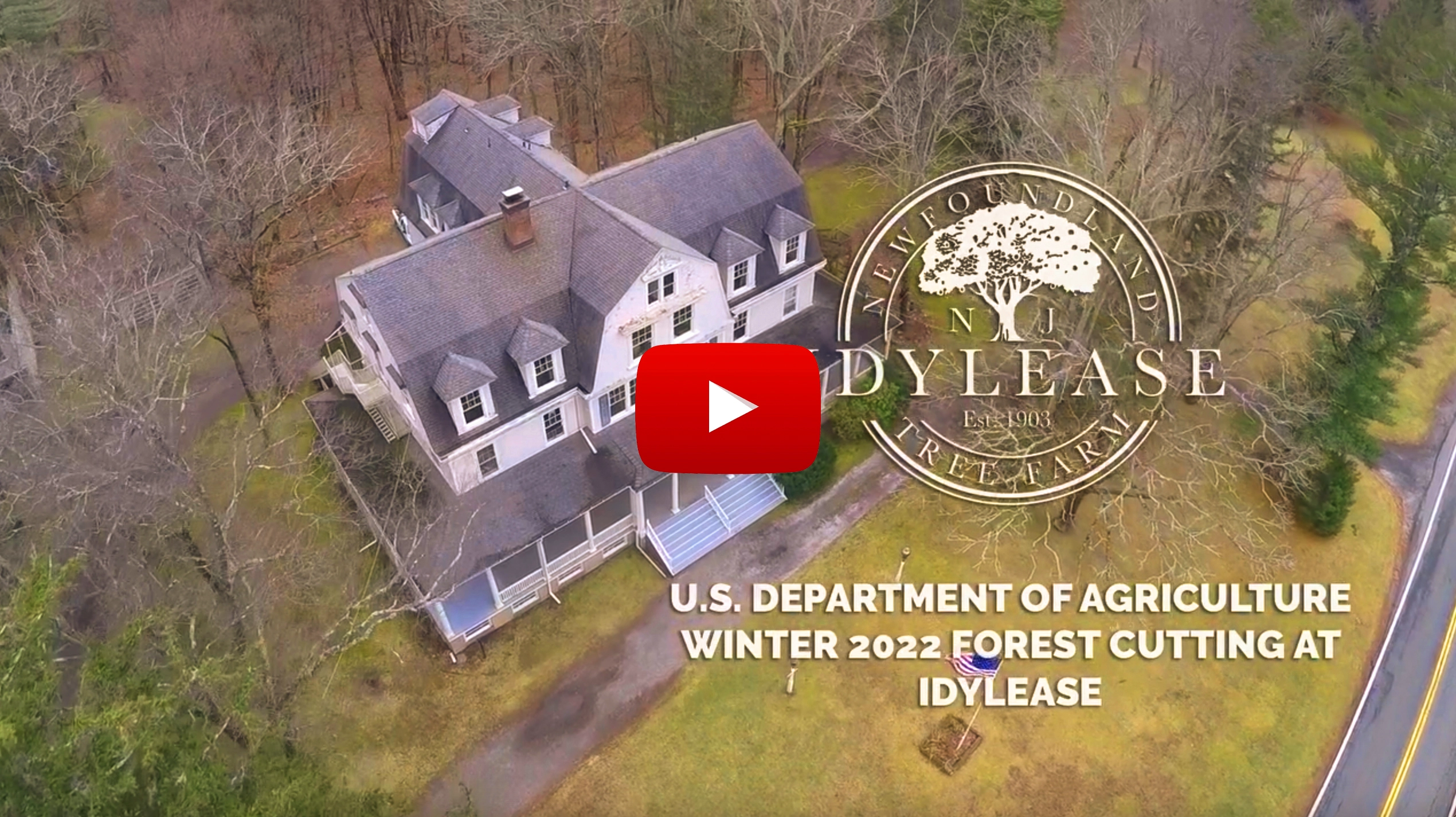 Aerial view of Idylease Tree Farm and surrounding woodland in the New Jersey Highlands
